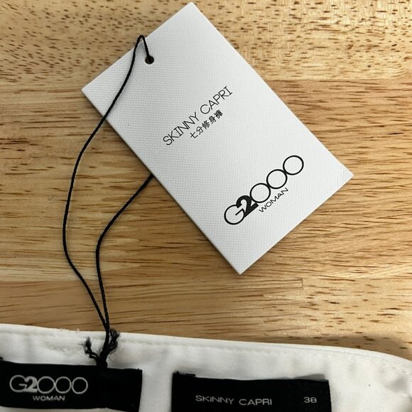 G2000 Woman Skinny Capri Pants Cuffed Off White Size 38 Waist New - Picture 9 of 9